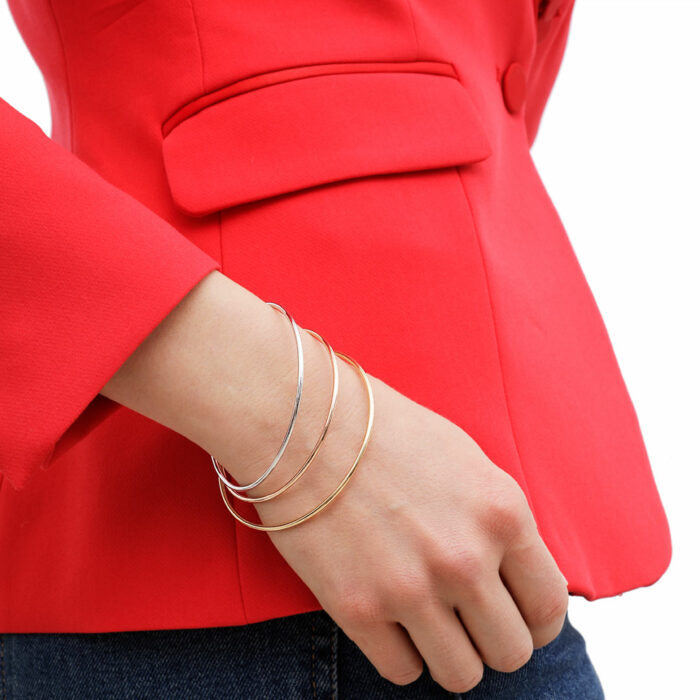 1.5mm Round Wire Solid Gold Bangle - Image 2